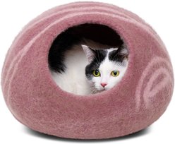 Meowfia Premium Felt Cat Cave Bed, Pink, Large