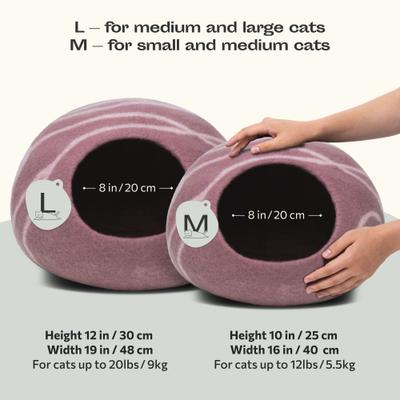 Show full view: Meowfia Premium Felt Cat Cave Bed, Pink, Large slide 2 of 7