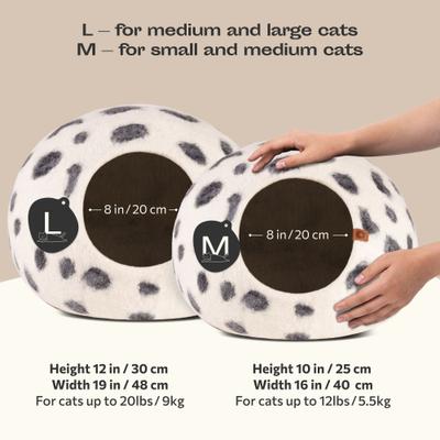 Show full view: Meowfia Premium Felt Cat Cave Bed, Snow Leopard, Medium slide 2 of 7