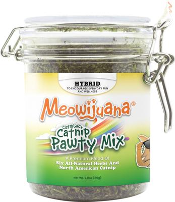 Show full view: Meowijuana Catnip Pawty Mix, 60-g jar + Meowijuana Refillable Get Buzzed Catnip Bee Cat Toy slide 2 of 9