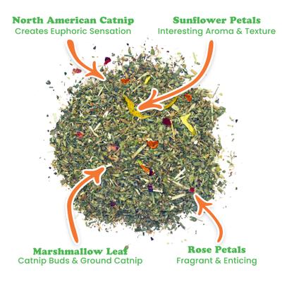 Show full view: Meowijuana Cloud 9 Sunflower Petal, Rose Petal & Marshmallow Leaf Blend Catnip, 26-g bottle slide 3 of 6