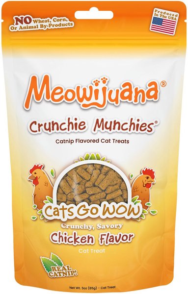 Meowijuana Crunchie Munchie Chicken Flavored Catnip Crunchy Cat Treats, 3-oz bag