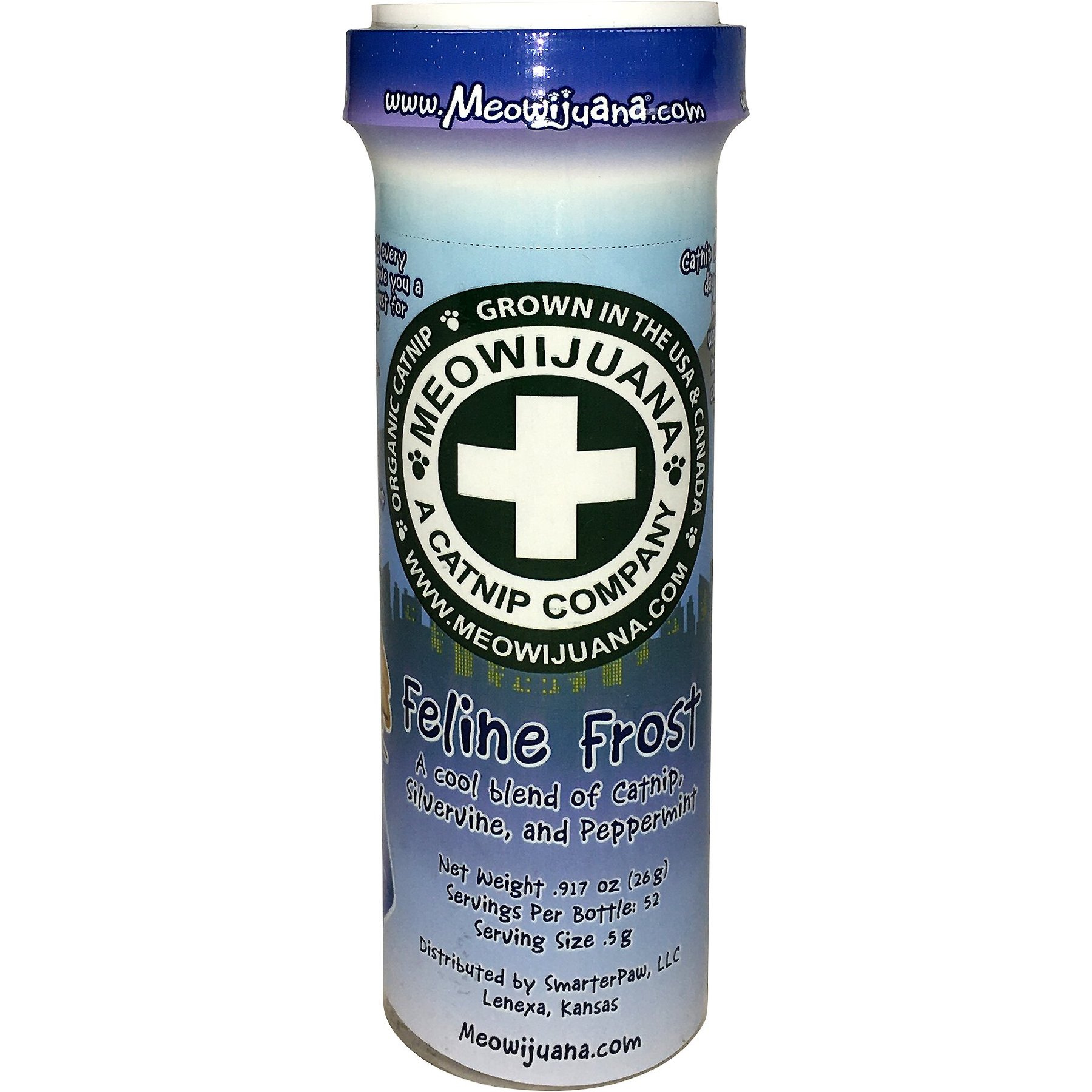 Meowijuana Feline Frost Catnip, Silvervine, & Peppermint Blend Catnip, 26-gram bottle