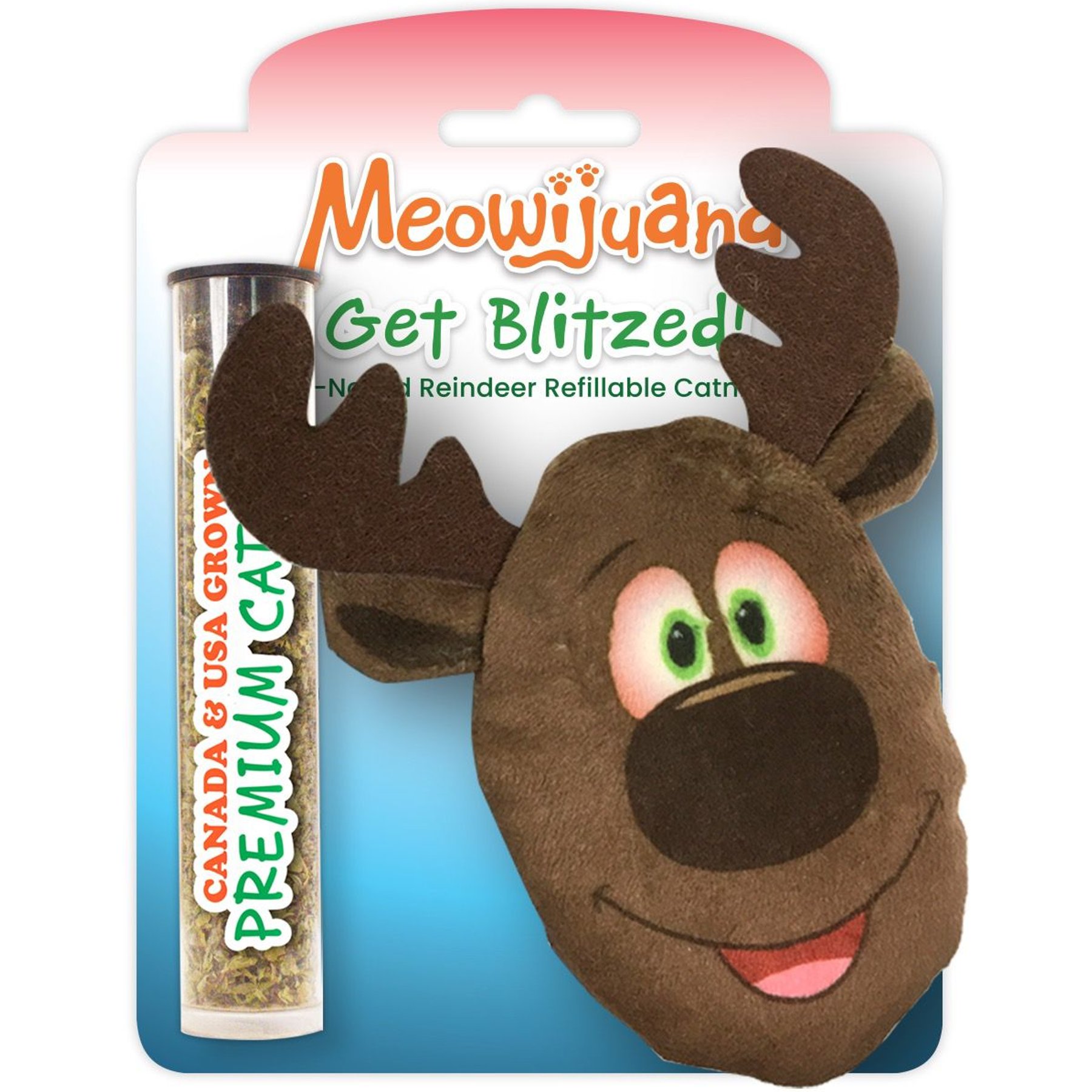 Meowijuana Get Blitzed Reindeer Refillable Plush Cat Toy with Catnip