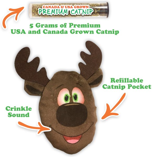Show full view: Meowijuana Get Blitzed Reindeer Refillable Plush Cat Toy with Catnip slide 2 of 4