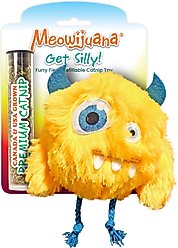 Meowijuana Get Silly Refillable Furry Friend Plush Cat Toy with Catnip, Yellow