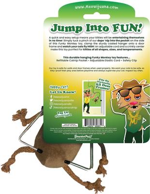 Show full view: Meowijuana Jump 'n' Jamb Get the Monkey Off Your Back Refillable Swinging Door Jamb Cat Toy slide 9 of 11