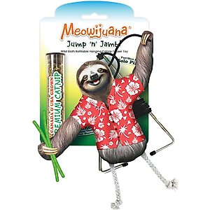 Meowijuana Jump 'n' Jamb Get Wild Sloth Refillable Swinging Door Jamb Cat Plush Toy with Catnip