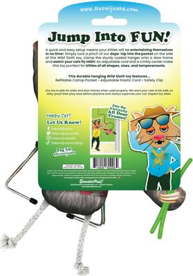 Show full view: Meowijuana Jump 'n' Jamb Get Wild Sloth Refillable Swinging Door Jamb Cat Plush Toy with Catnip slide 7 of 10