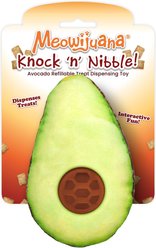 Meowijuana Knock 'n' Nibble Avocado Refillable Treat Dispensing Cat Toy