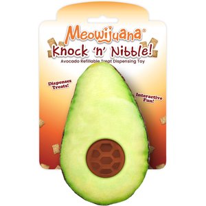Meowijuana Knock 'n' Nibble Avocado Refillable Treat Dispensing Cat Toy