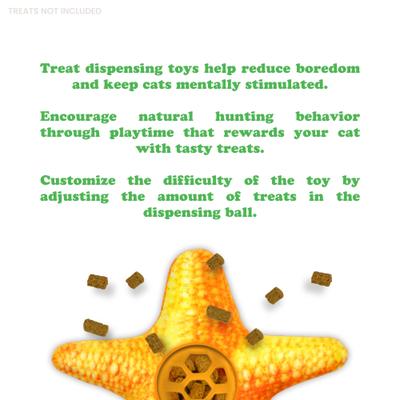 Show full view: Meowijuana Knock 'n' Nibble Starfish Refillable Treat Dispensing Toy + Crunchie Munchie Seafood Medley Catnip Crunchy Cat Treats, 3-oz bag slide 8 of 10