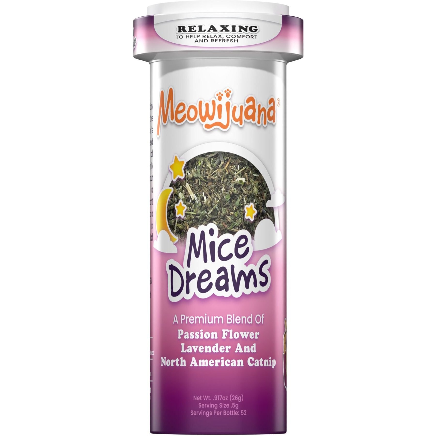 Meowijuana Mice Dreams Catnip, Passion Flower, & Lavender Blend Catnip, 0.917-oz bottle