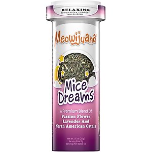 Meowijuana Mice Dreams Catnip, Passion Flower, & Lavender Blend Catnip, 0.917-oz bottle