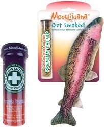 Meowijuana Purrple Passion Catnip & Silvervine Blend Catnip, 0.917-oz bottle + Meowijuana Refillable Get Smoked Catnip Fish Cat Toy
