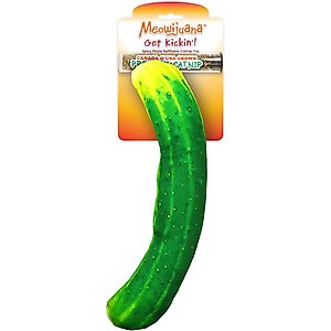 Meowijuana Refillable Get Kickin' Spicy Pickle Kicker Cat Plush Toy with Catnip