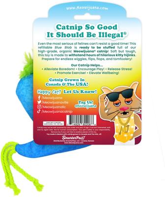 Show full view: Meowijuana Refillable Get Silly Blue Blob Cat Plush Toy with Catnip slide 5 of 5