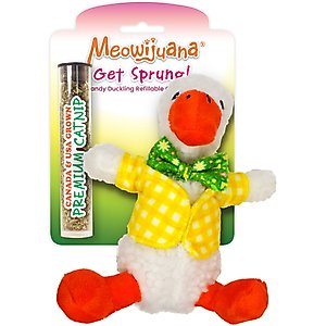 Meowijuana Refillable Get Sprung Duckling Cat Plush Toy with Catnip