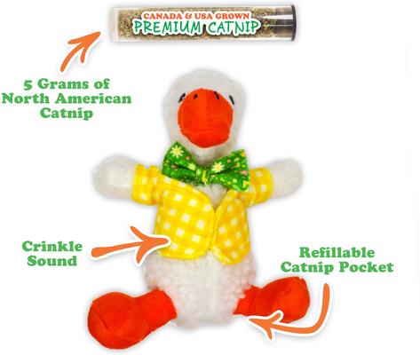 Show full view: Meowijuana Refillable Get Sprung Duckling Cat Plush Toy with Catnip slide 2 of 8