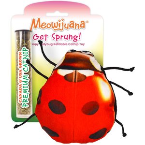 Meowijuana Refillable Get Sprung Ladybug Cat Plush Toy with Catnip