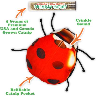 Show full view: Meowijuana Refillable Get Sprung Ladybug Cat Plush Toy with Catnip slide 2 of 8