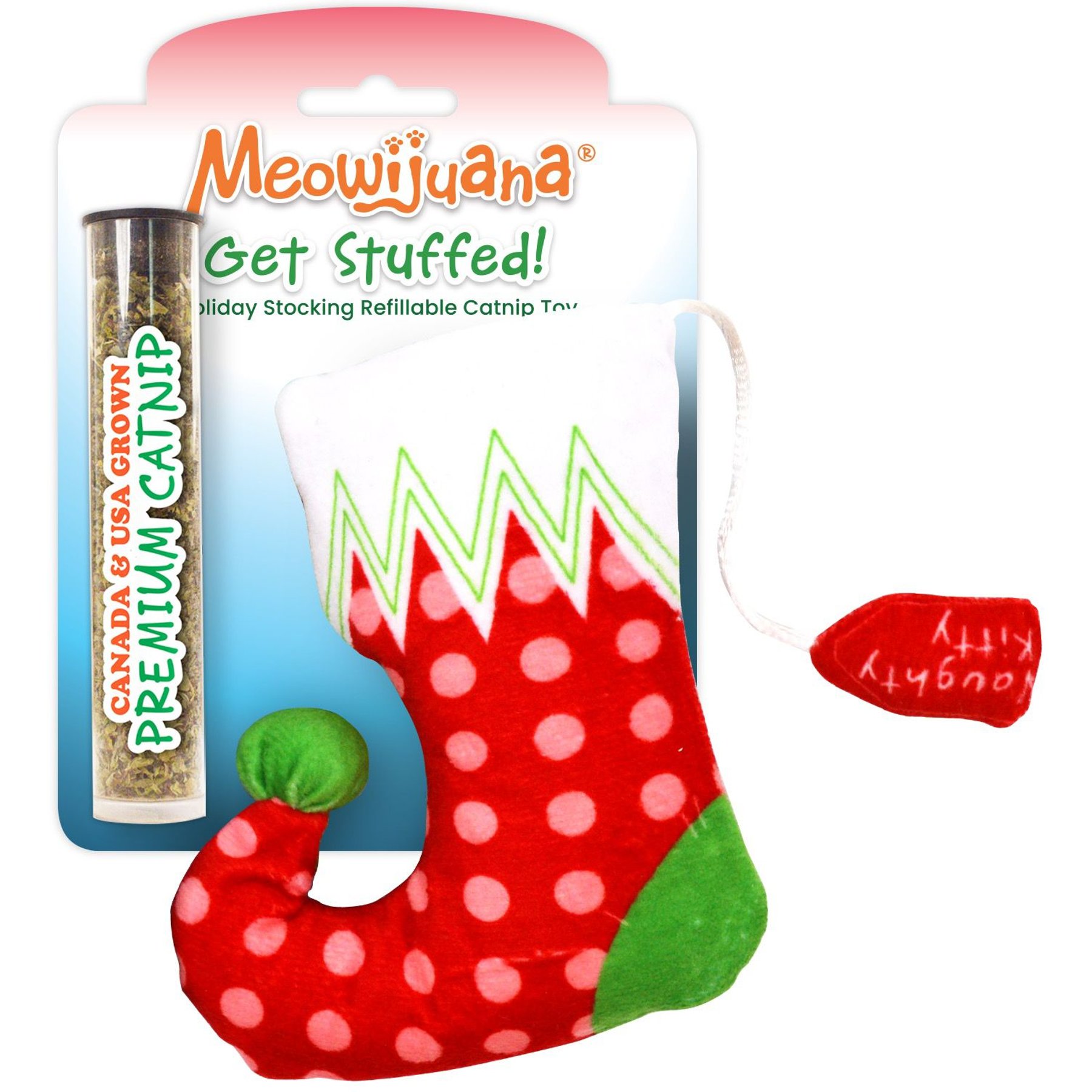 Meowijuana Christmas Refillable Get Stuffed Stocking Cat Toy