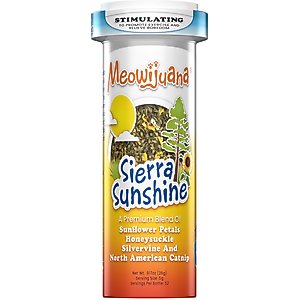 Meowijuana Sierra Sunshine Sunflower, Honeysuckle, Silvervine Catnip Blend, 26-gm bottle