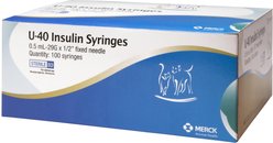 Merck Insulin Syringes U-40 0.5-in x 29G, 0.5-cc, 100 syringes