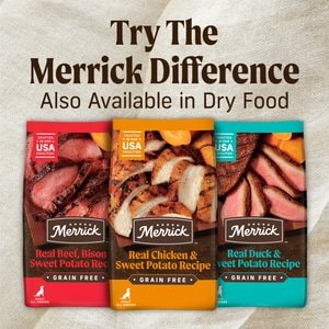 Merrick Adult Grain-Free Beef, Lamb & Bison Pate Canned Dog Food, 12.7-oz can, case of 12