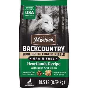 Merrick Backcountry Bone Broth Coated Heartlands Recipe Beef & Bison Grain-Free Dry Dog Food, 18.5-lb bag