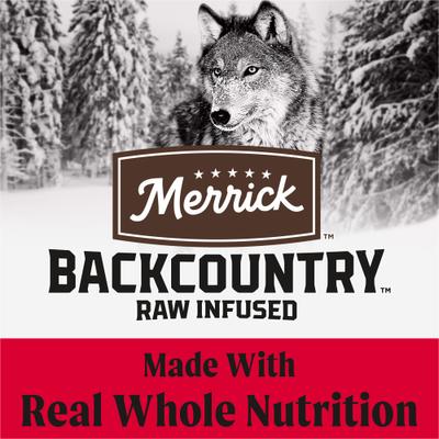 Show full view: Merrick Backcountry Raw Infused Dry Dog Food Great Plains Red Meat Recipe with Healthy Grains, 4-lb bag slide 5 of 13