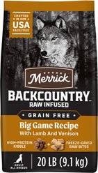 Merrick Backcountry Raw Infused Grain-Free Big Game Recipe Freeze-Dried Dog Food, 20-lb bag