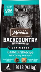 Merrick Backcountry Raw Infused Grain-Free Game Bird Recipe Freeze-Dried Dog Food, 20-lb bag