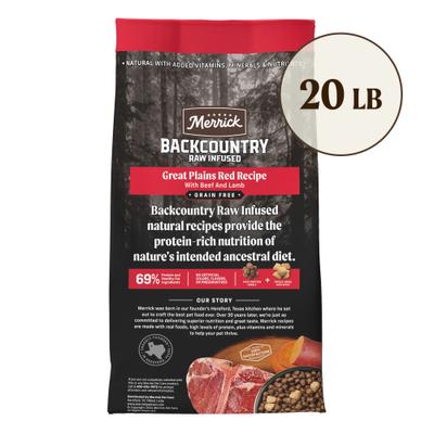 Show full view: Merrick Backcountry Raw Infused Grain-Free Great Plains Red Recipe Freeze-Dried Dog Food, 20-lb bag slide 3 of 13