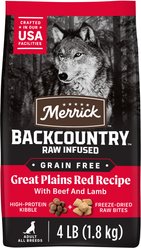 Merrick Backcountry Raw Infused Grain-Free Great Plains Red Recipe Freeze-Dried Dog Food, 4-lb bag