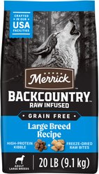 Merrick Backcountry Raw Infused Grain-Free Large Breed Recipe Freeze-Dried Dog Food, 20-lb bag