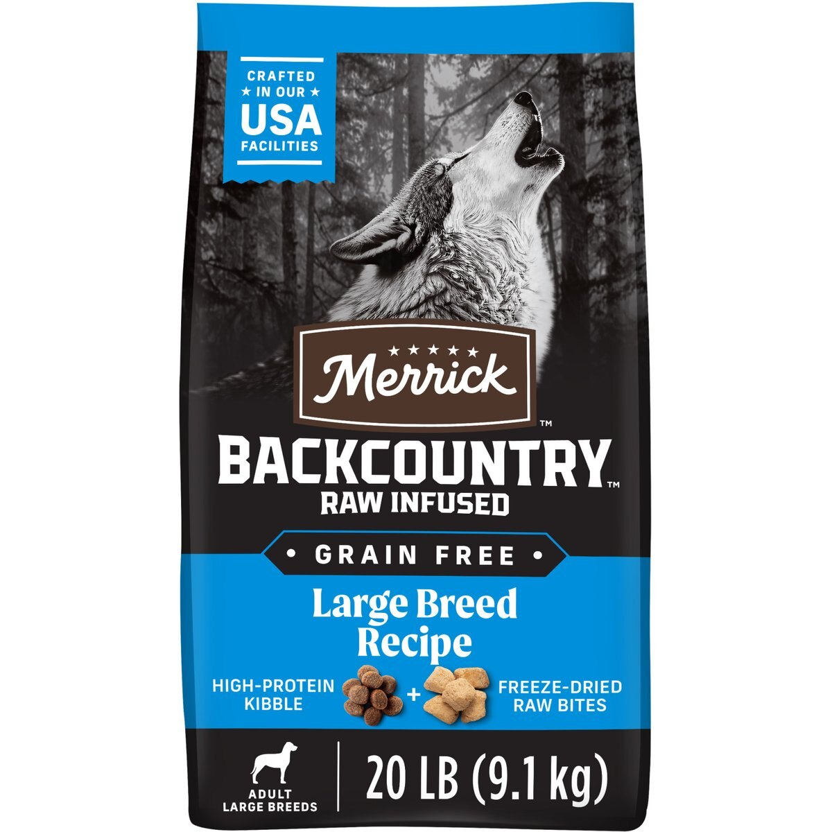 Merrick Backcountry Raw Infused Grain-Free Large Breed Recipe Freeze-Dried Dog Food, 20-lb bag