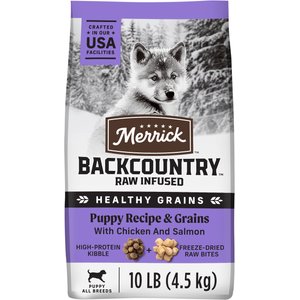 Merrick Backcountry Raw Infused Puppy Recipe + Grains with Chicken & Salmon Freeze-Dried Dry Dog Food, 10-lb bag