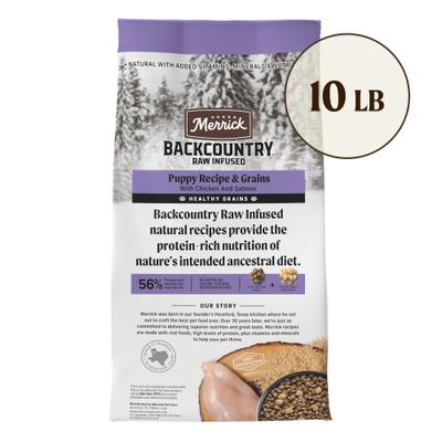 Show full view: Merrick Backcountry Raw Infused Puppy Recipe + Grains with Chicken & Salmon Freeze-Dried Dry Dog Food, 10-lb bag slide 3 of 13