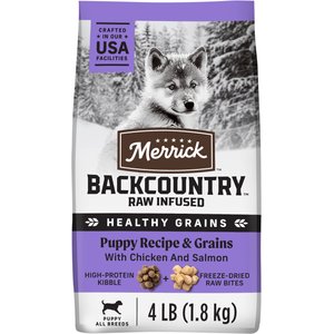 Merrick Backcountry Raw Infused Puppy Recipe + Grains with Chicken & Salmon Freeze-Dried Dry Dog Food, 4-lb bag