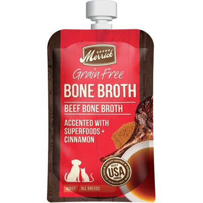 Merrick Merrick Beef Bone Broth Grain-Free Wet Dog & Cat Food Topper, 7-oz pouch