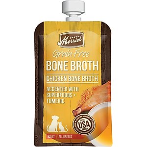 Merrick Chicken Bone Broth Grain-Free Wet Dog Food Topper, 7-oz pouch