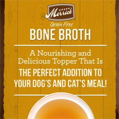 Show full view: Merrick Chicken Bone Broth Grain-Free Wet Dog Food Topper, 7-oz pouch slide 3 of 12