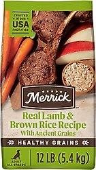 Merrick Classic Healthy Grains Dry Dog Food Real Lamb + Brown Rice Recipe with Ancient Grains, 12-lb bag