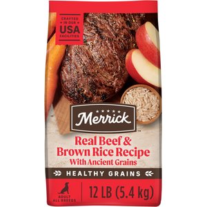 Merrick Classic Healthy Grains Real Beef + Brown Rice Recipe with Ancient Grains Adult Dry Dog Food, 12-lb bag