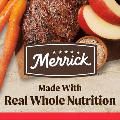 Show full view: Merrick Classic Healthy Grains Real Beef + Brown Rice Recipe with Ancient Grains Adult Dry Dog Food, 12-lb bag slide 5 of 12