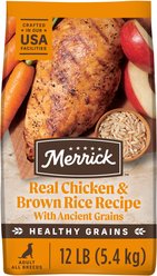 Merrick Classic Healthy Grains Real Chicken + Brown Rice Recipe with Ancient Grains Adult Dry Dog Food, 12-lb bag