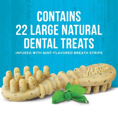 Show full view: Merrick Fresh Kisses Double-Brush Mint Breath Strip Infused Large Dental Dog Treats, 16 count slide 4 of 11