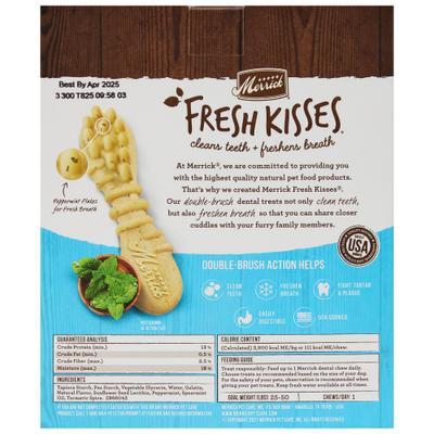 Show full view: Merrick Fresh Kisses Double-Brush Mint Breath Strip Infused Medium Dental Dog Treats, 22 count slide 3 of 12