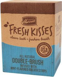 Merrick Fresh Kisses Double-Brush Mint Breath Strip Infused Medium Dental Dog Treats, 30 count